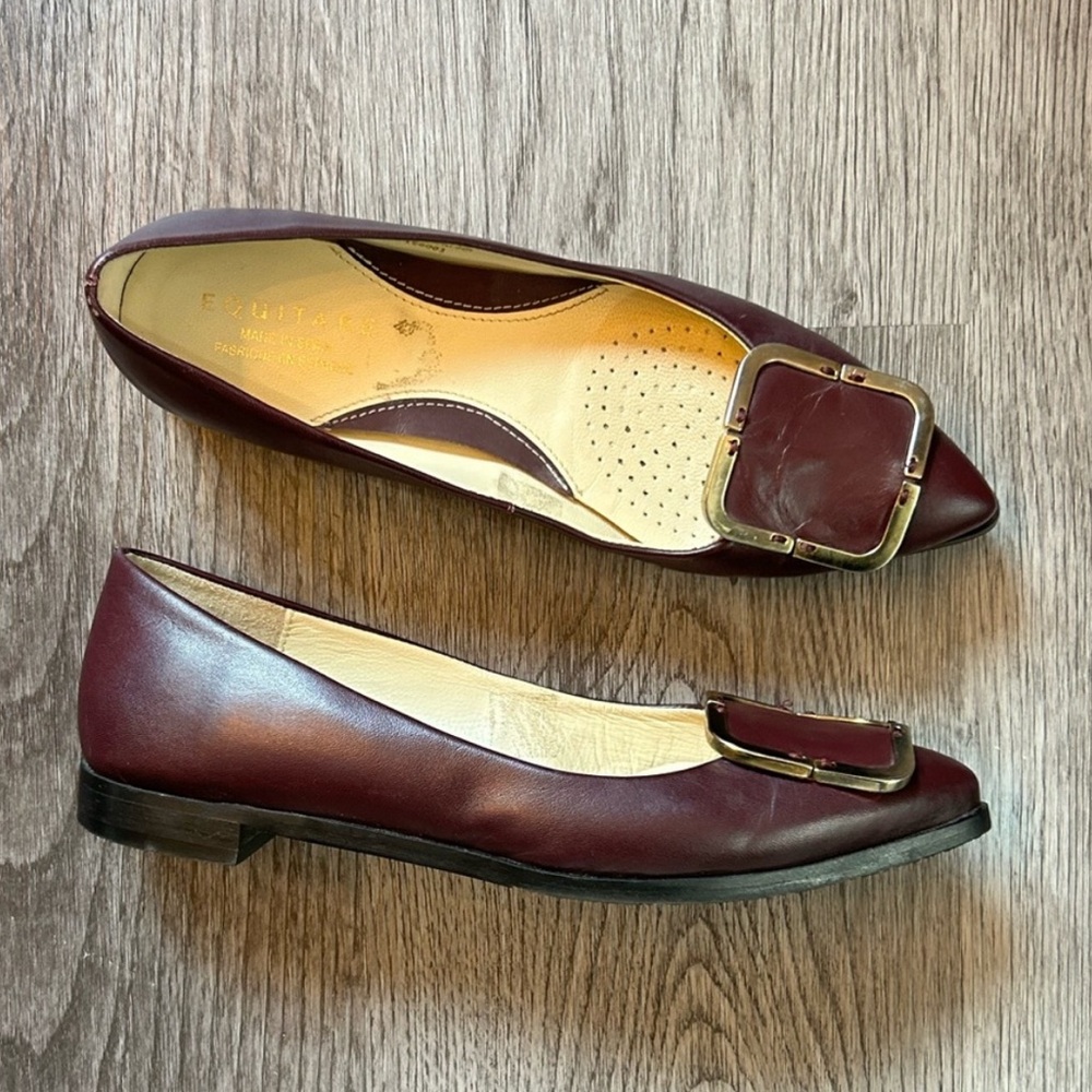 Equitate Burgundy Flats with Buckle